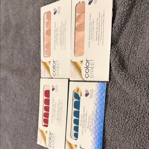 Color Street Nail Strips - Peach, Red & Navy Glitter Trio